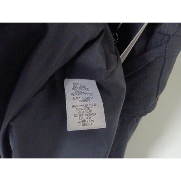 Nicole Miller Linen Blend Maxi Dress Belted Lined Sleeveless Black XS - Picture 10 of 11